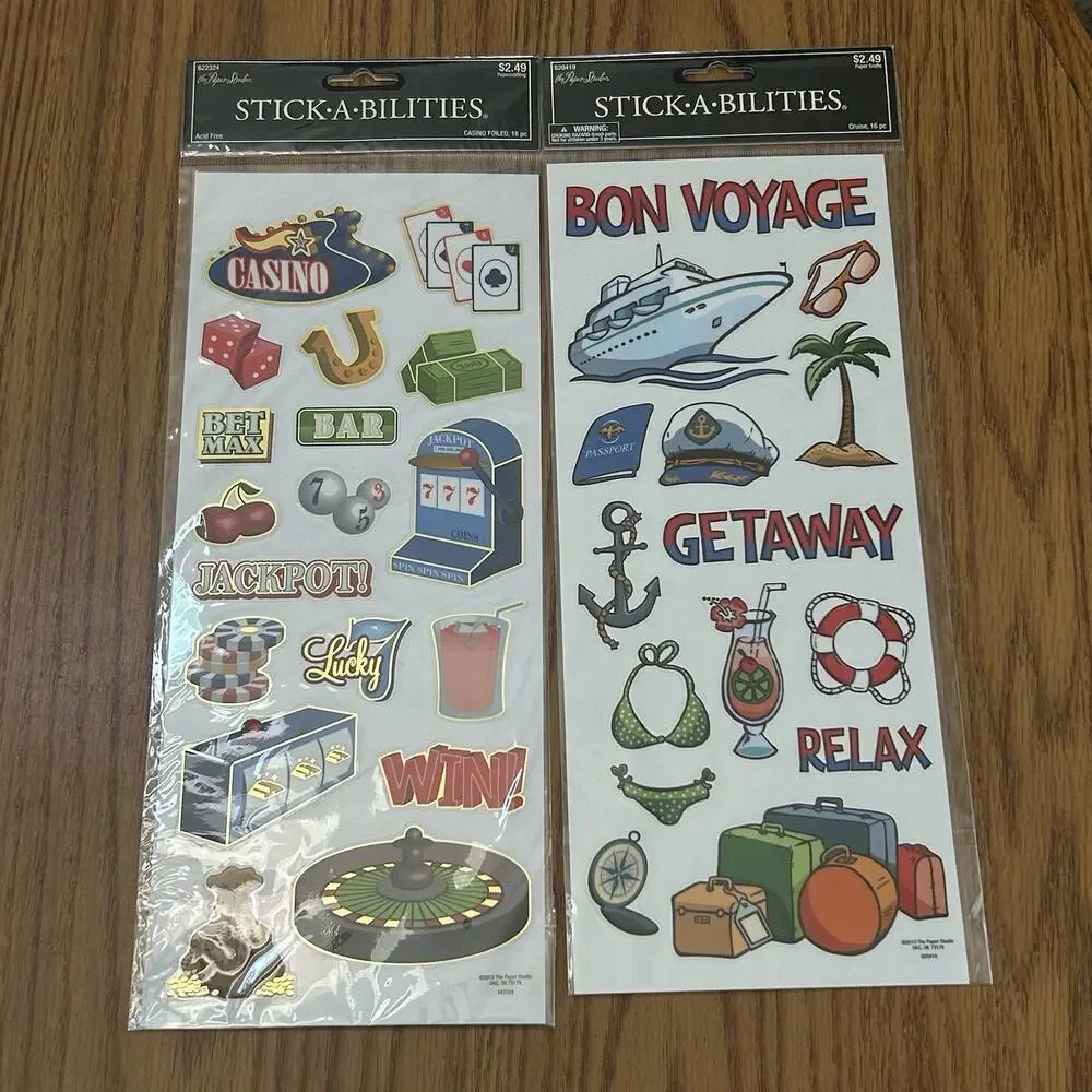 Paper Studio Stickabilities Vacation Sticker Lot of 6 Craft Scrapbooking NEW